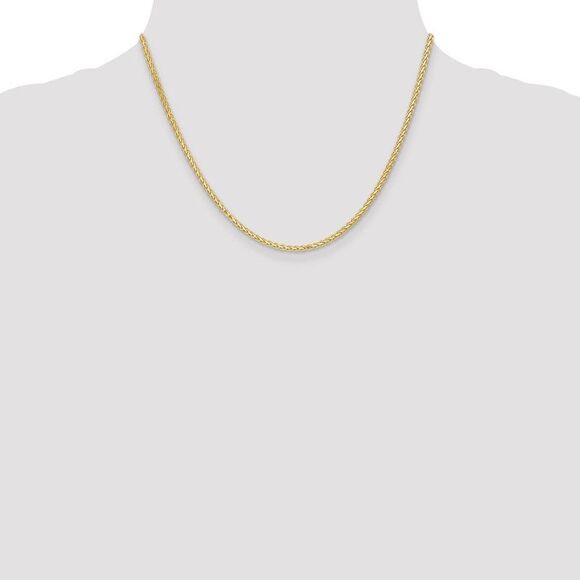 2.5mm, 14k Yellow Gold, Flat Wheat Chain Necklace, 18 Inch